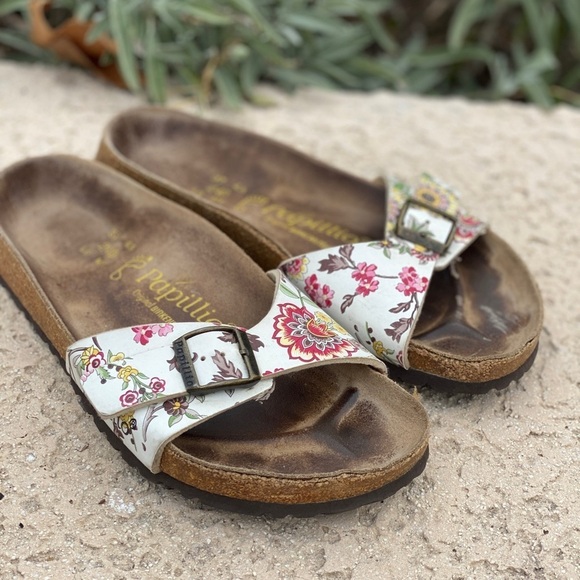 Birkenstock Madrid Papillio floral slides size 37 slip on casual lagenlook - Picture 2 of 7